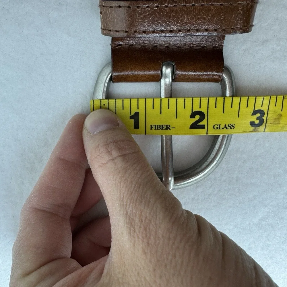 Vintage Faded Glory Woven Leather Belt 2X Silver Tine Buckle Brown Bohemian Y2K